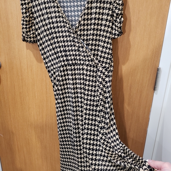 Rue 21 Short Sleeve Front Wrap Brown black fit flare dress tunic XL - Picture 10 of 15
